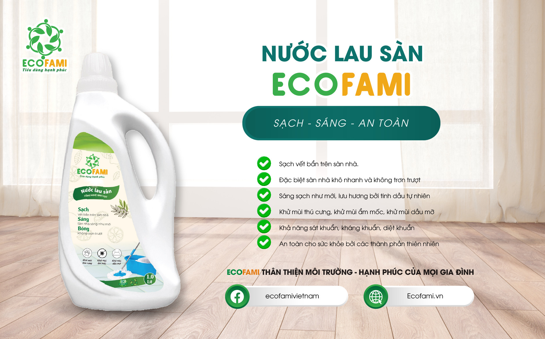 Nước lau sàn Ecofami ( Can 1kg)