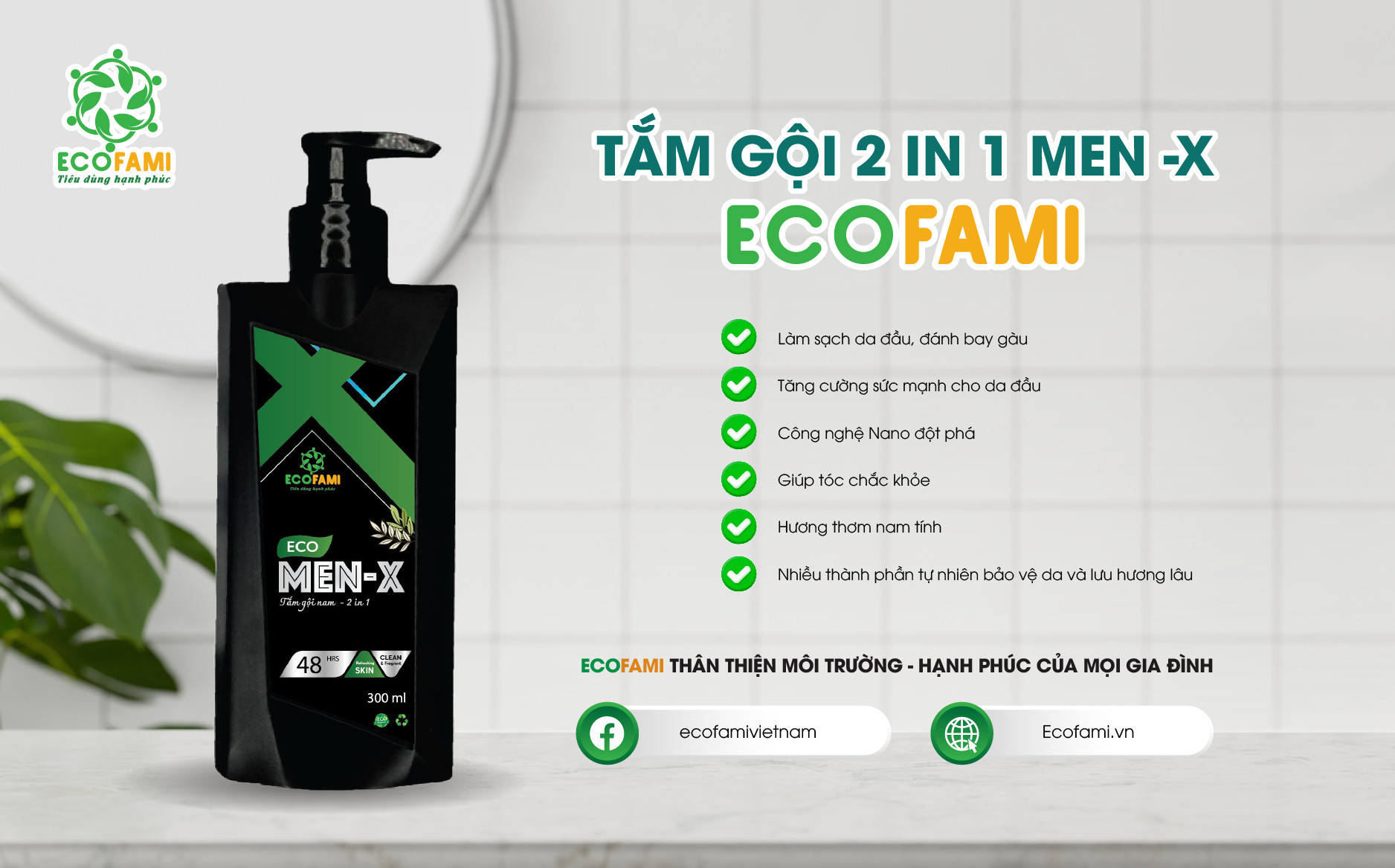 Tắm gội 2 trong 1 - Eco Men-X - ECOFAMI