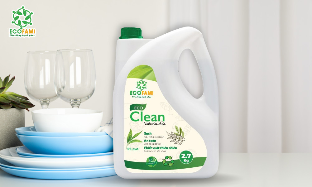 Nước rửa chén Eco Clean 2,7 kg (Hương Trà Xanh)