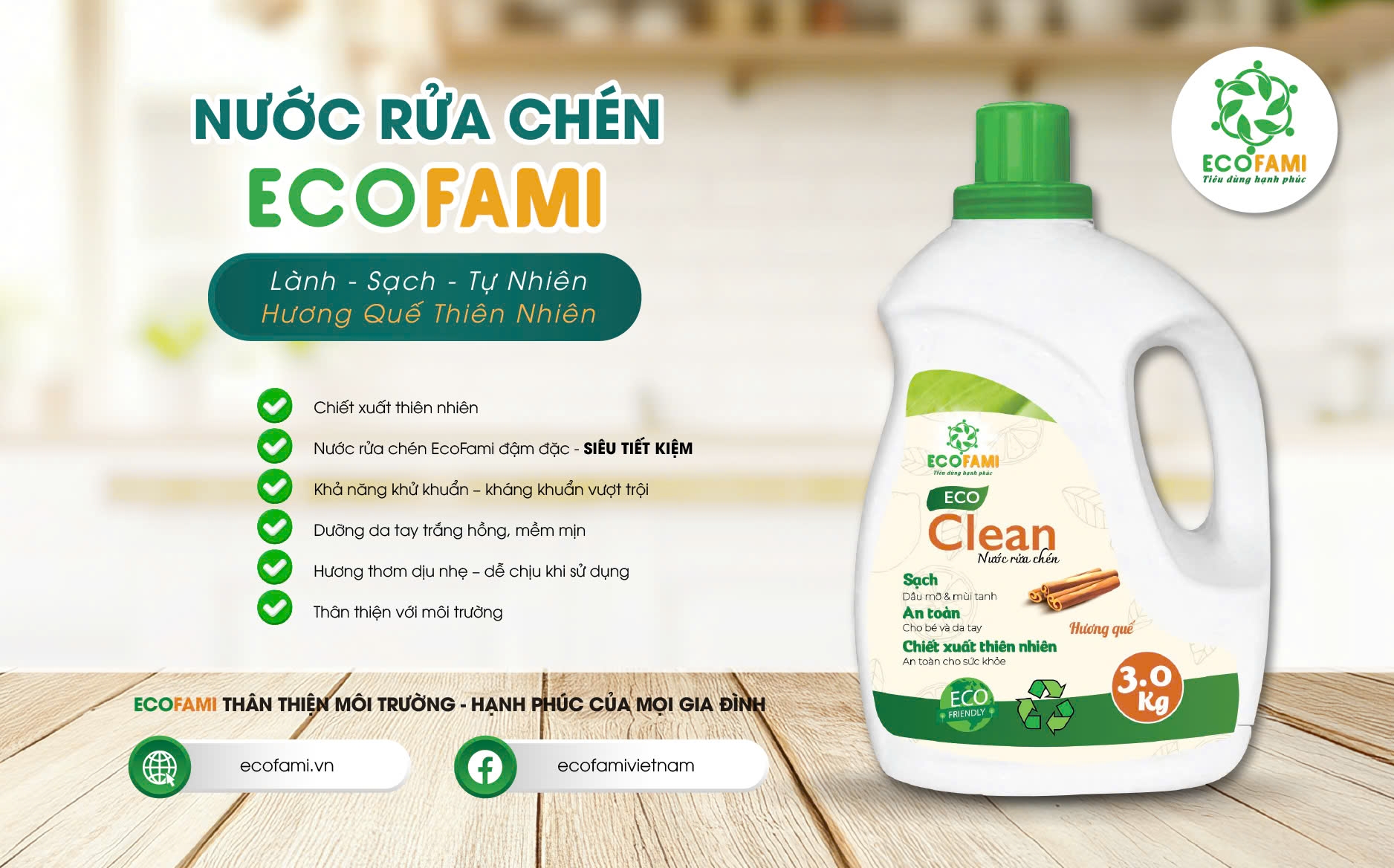 Nước rửa chén Eco Clean Hương Quế (3kg)