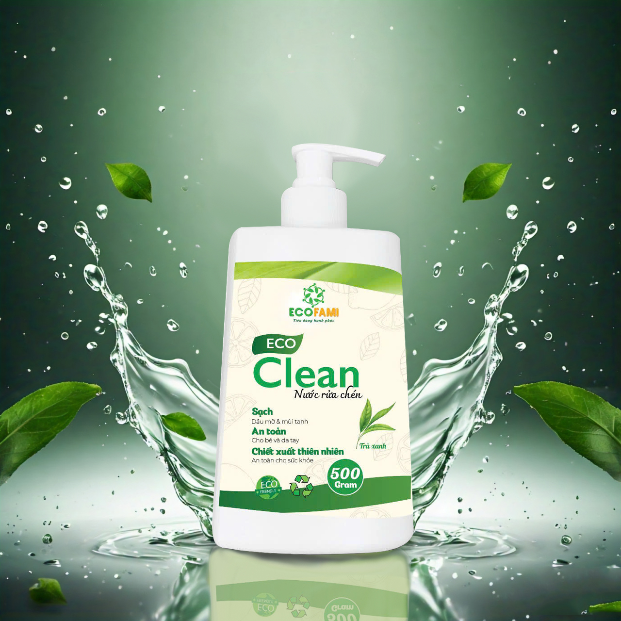 Nước rửa chén Eco Clean Hương Trà Xanh (500gr)