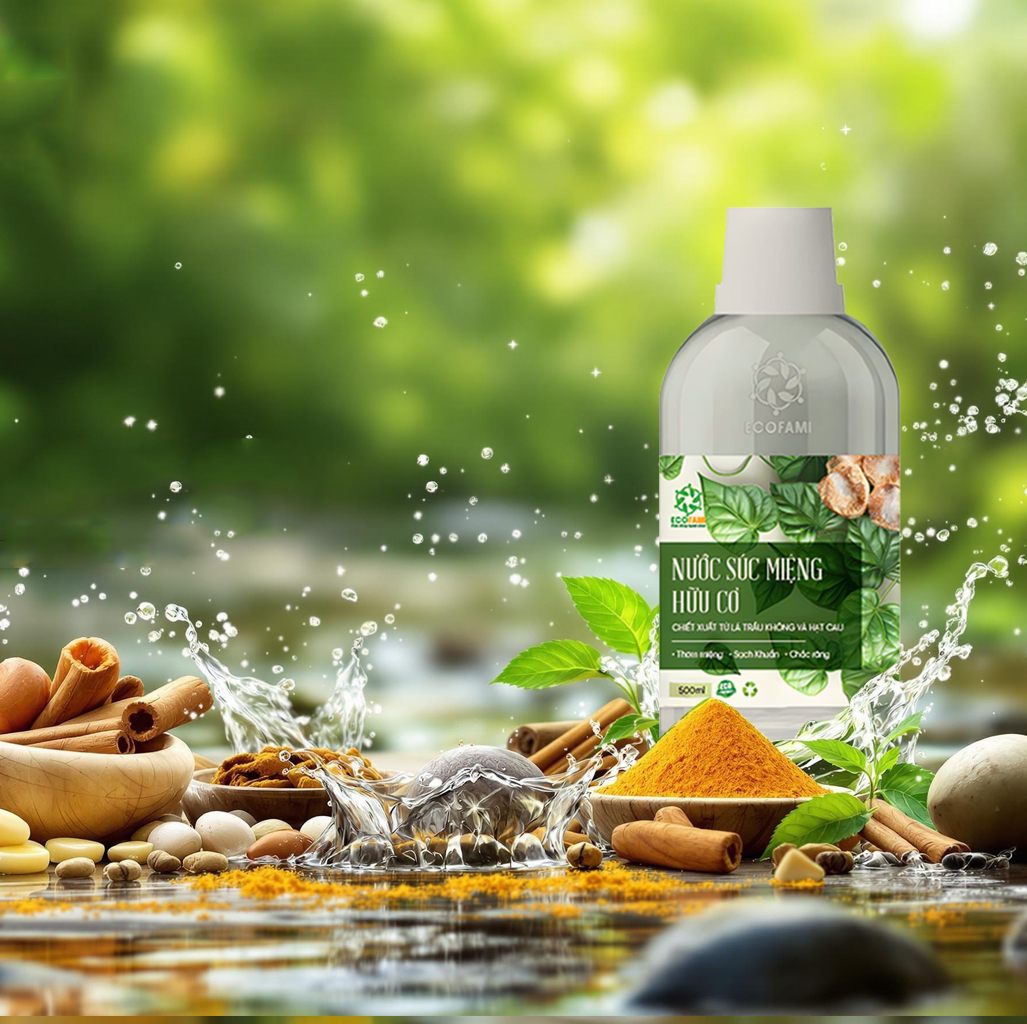 Nước Súc Họng Miệng Hữu Cơ Ecofami 500ml – Làm Sạch Răng Miệng, Thơm Hơi Thở, Giảm Ho Hiệu Quả