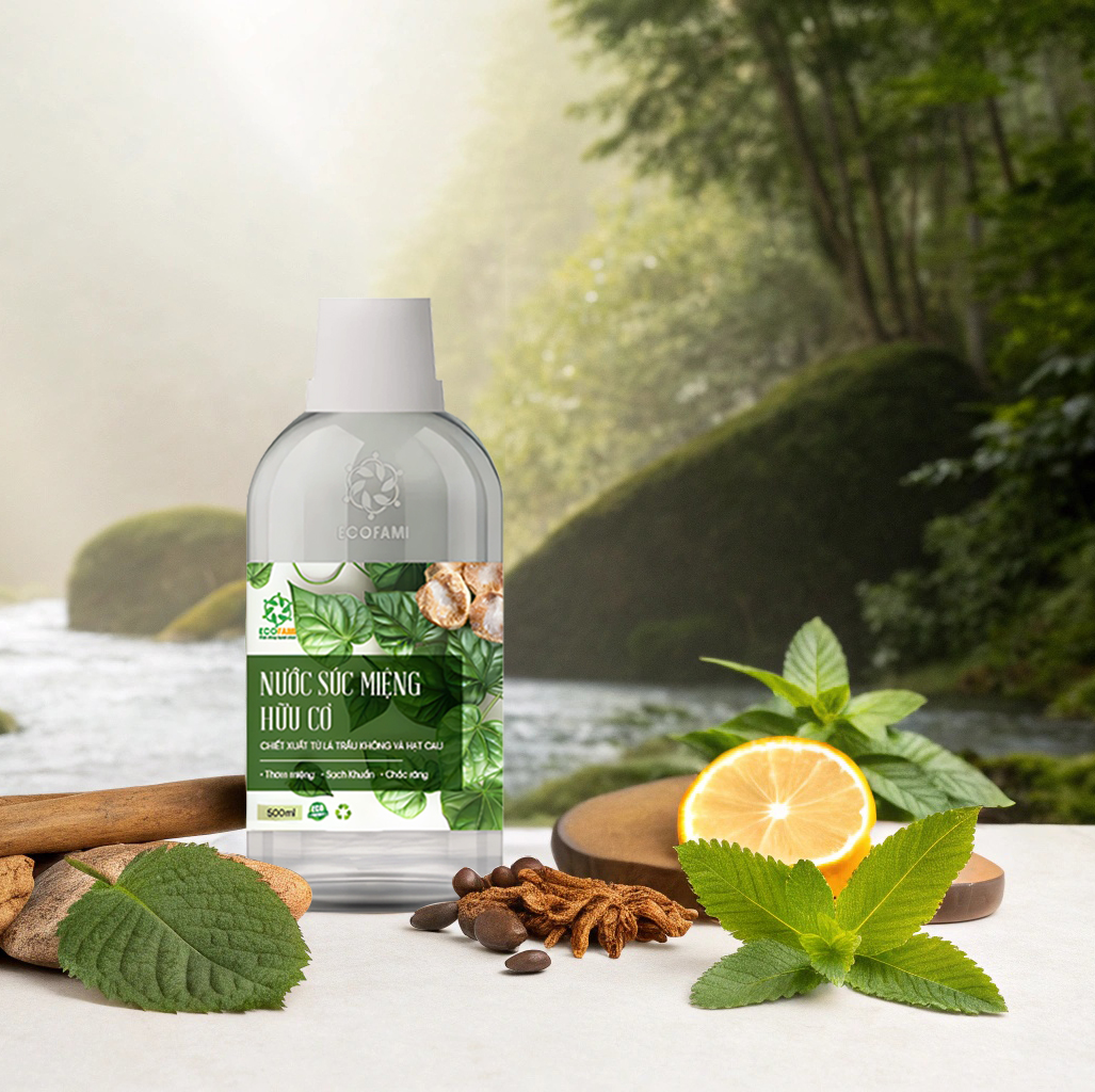 Nước Súc Họng Miệng Hữu Cơ Ecofami 500ml – Làm Sạch Răng Miệng, Thơm Hơi Thở, Giảm Ho Hiệu Quả