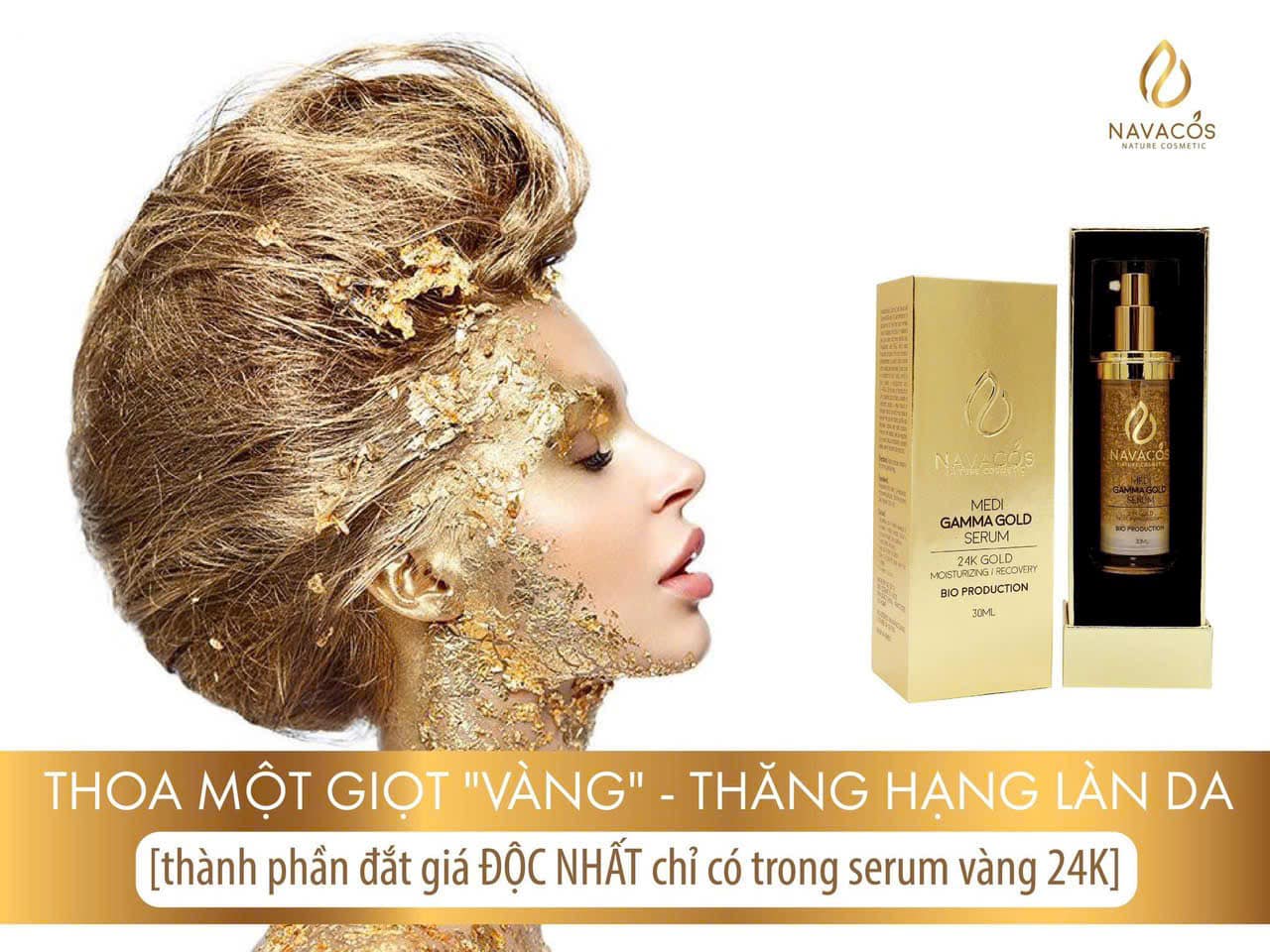 Tinh chất Serum Vàng 24K Navacos 30ml – Cải Tiến Mới, Trẻ Hóa Làn Da dùng sau liệu trình sau xâm lấn