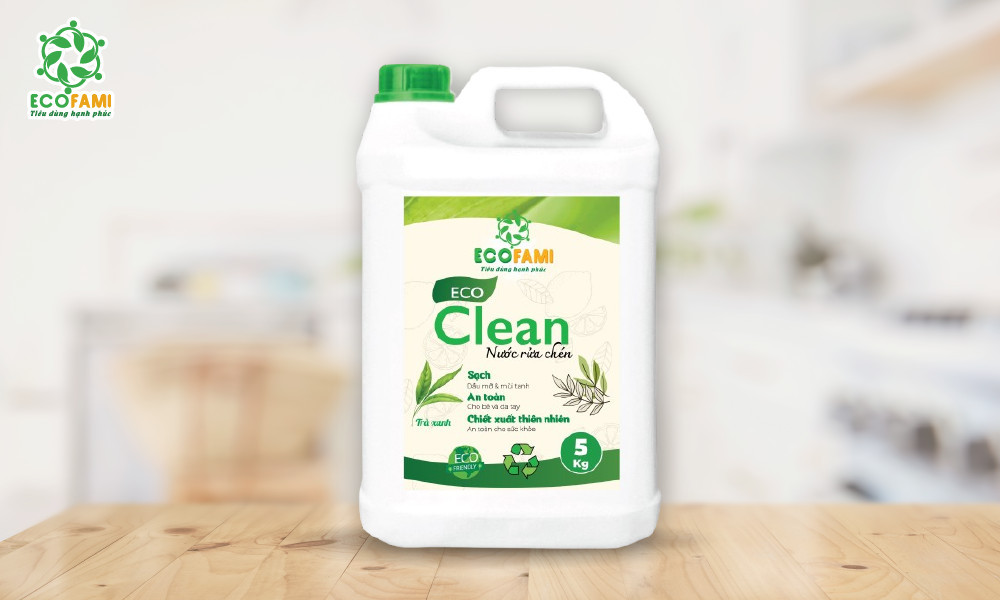 (Qùa tặng 6 tặng 1) Nước rửa chén Eco Clean 5 kg (Hương Trà Xanh)