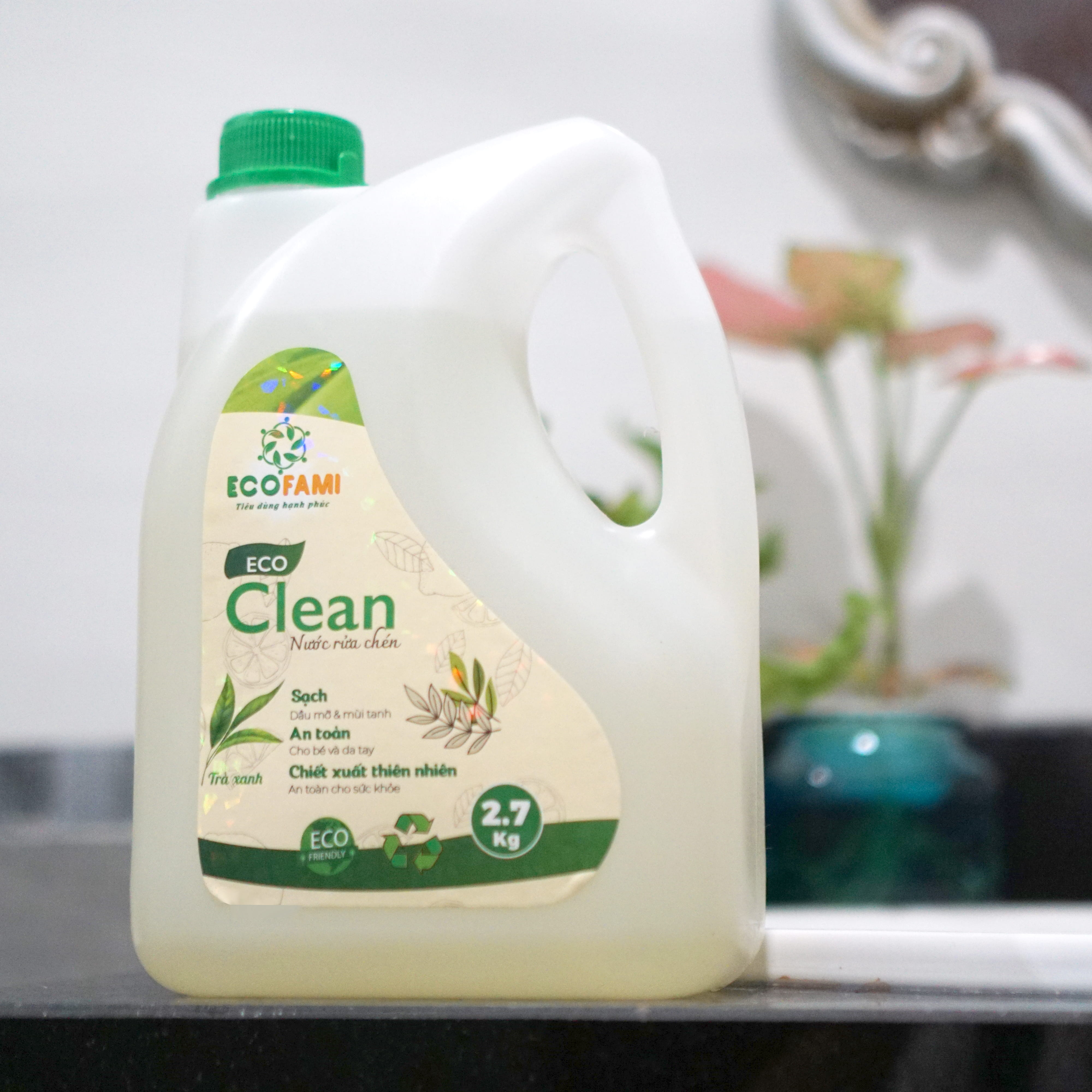(Qùa tặng 6 tặng 1) Nước rửa chén Eco Clean 2,7 kg (Hương Trà Xanh)