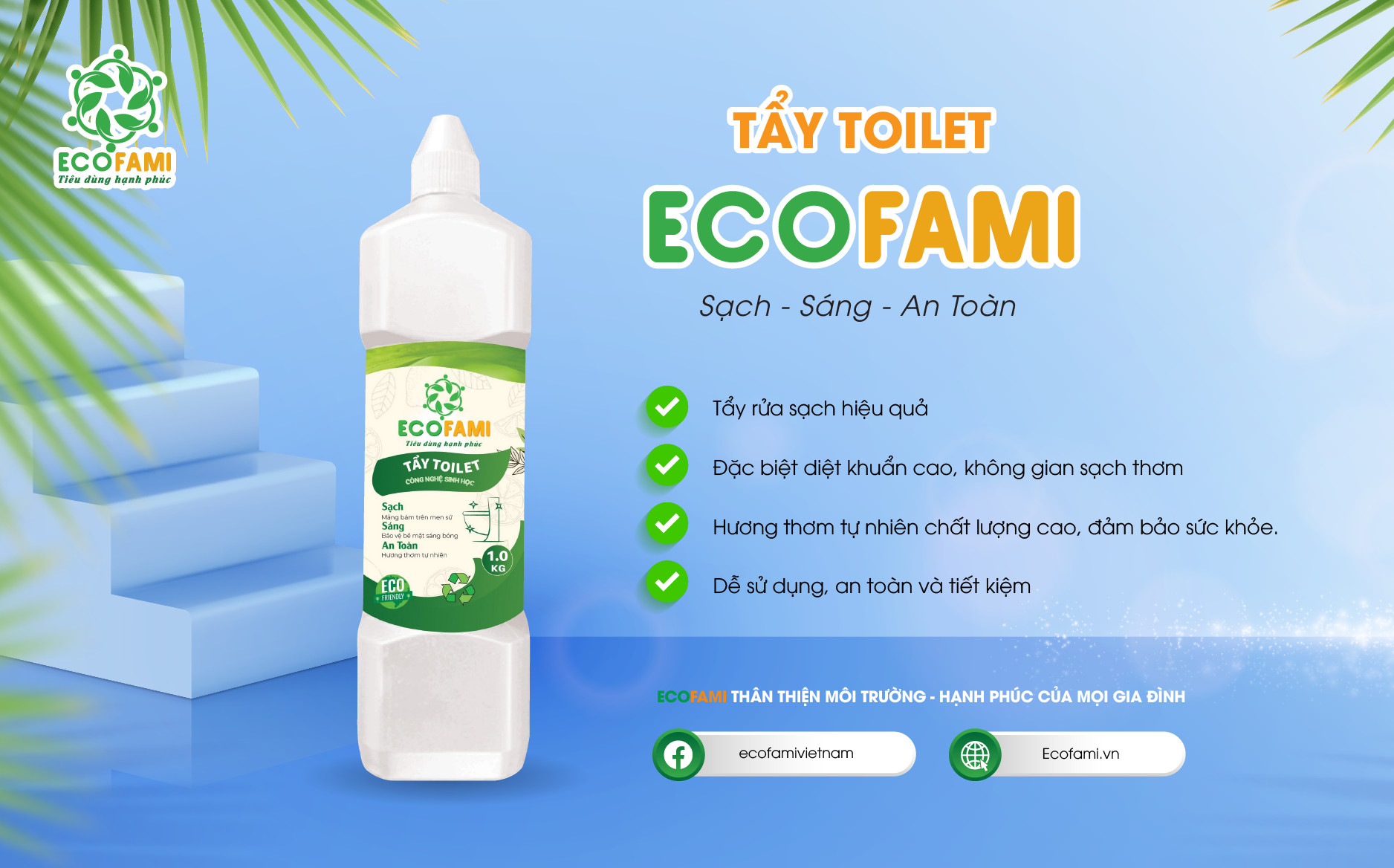 (Qùa tặng 6 tặng 1) Tẩy Toilet Ecofami