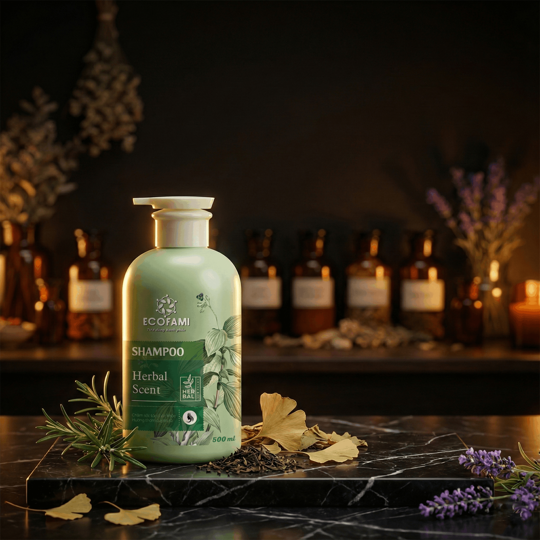 (Qùa tặng 6 tặng 1) Dầu Gội Shampoo Ecofami Herbal Scent  - 500ML
