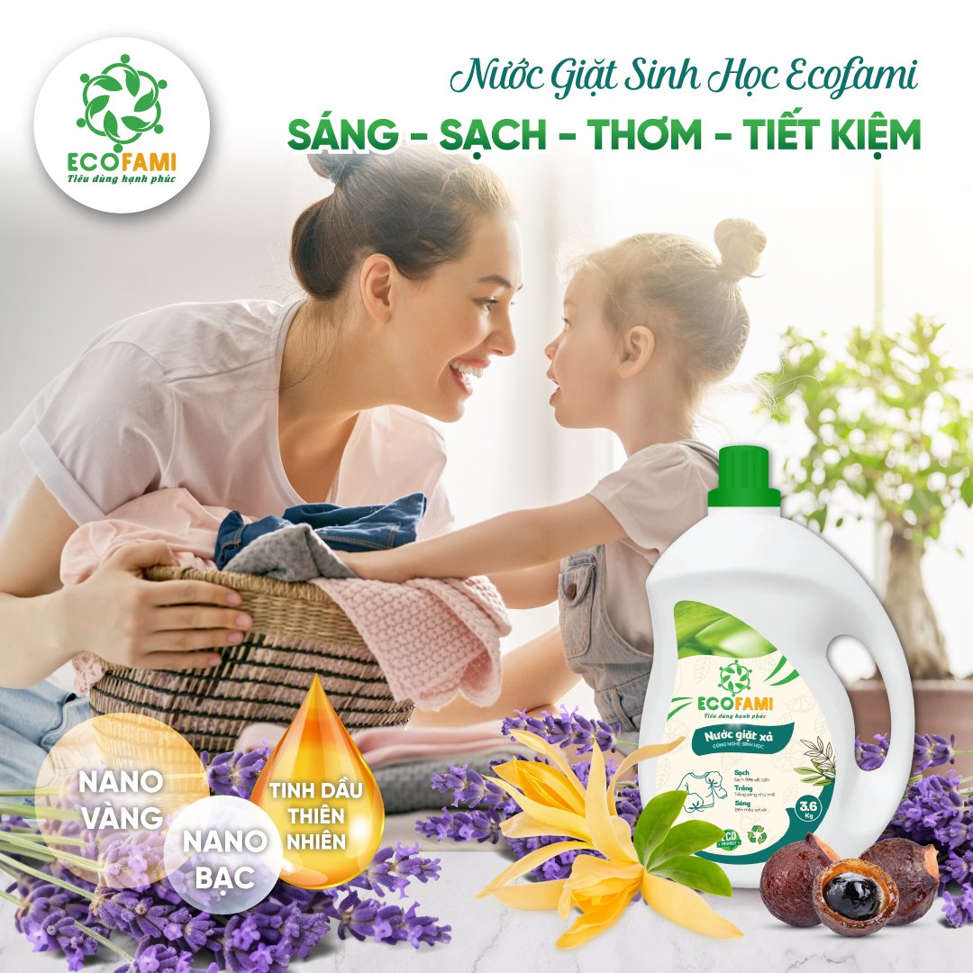 (Qùa tặng 6 tặng 1) Nước Giặt sinh học Ecofami 3,6kg