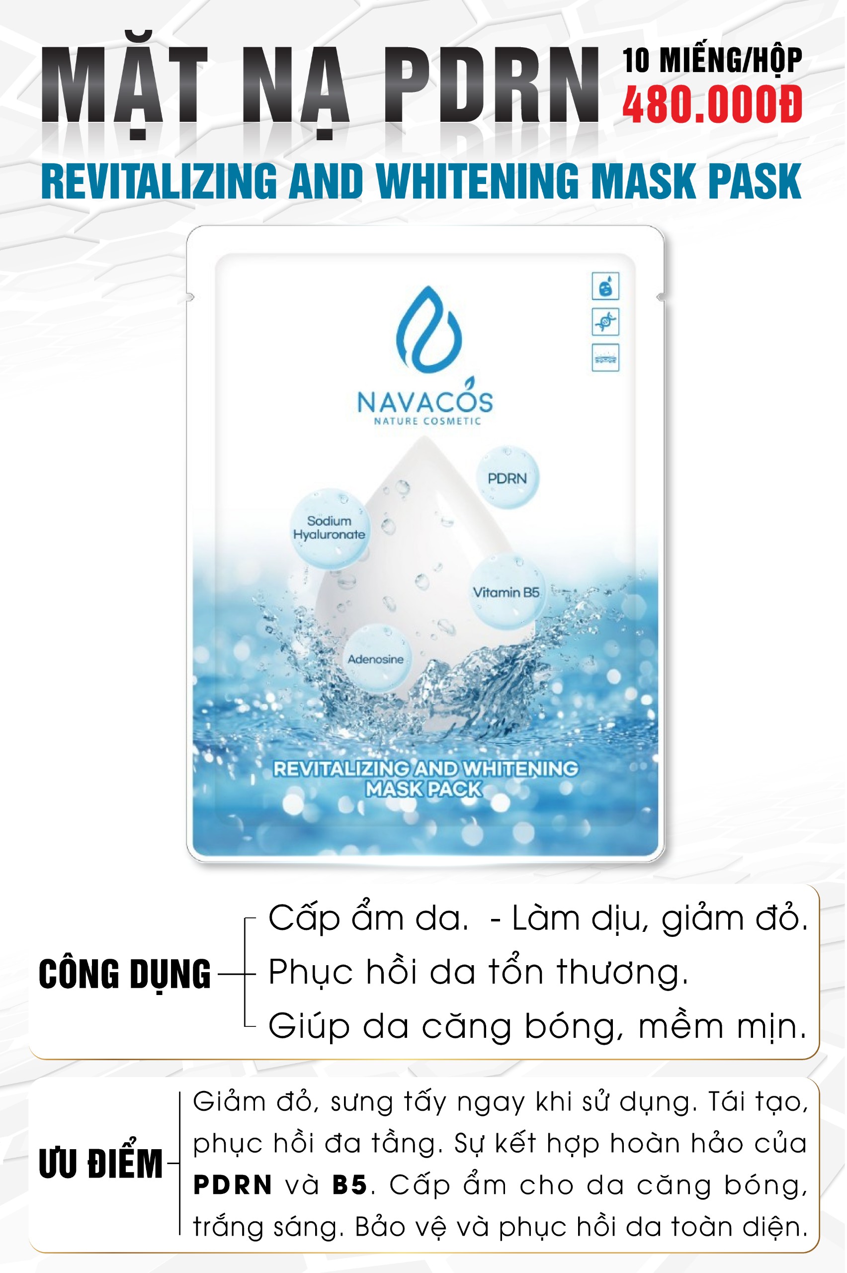 (Qùa tặng 6 tặng 1) Mặt nạ PDRN - Navacos